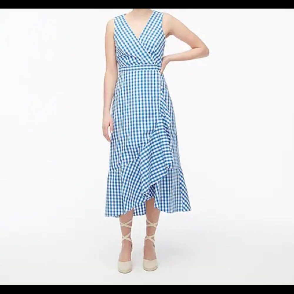 V-neck ruffle wrap maxi dress in cotton poplin